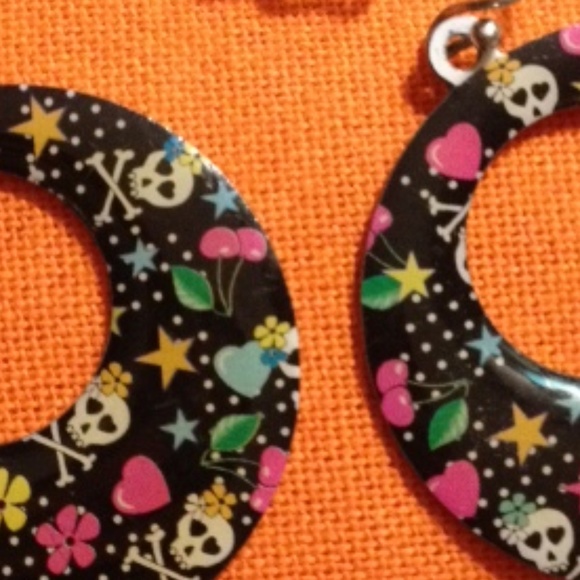 VINTAGE(90s)Skulls/hearts"Day of the Dead"earrings - Picture 2 of 3